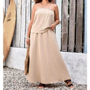 Elegant Beige Maxi Skirt Set Co-ord 🤎